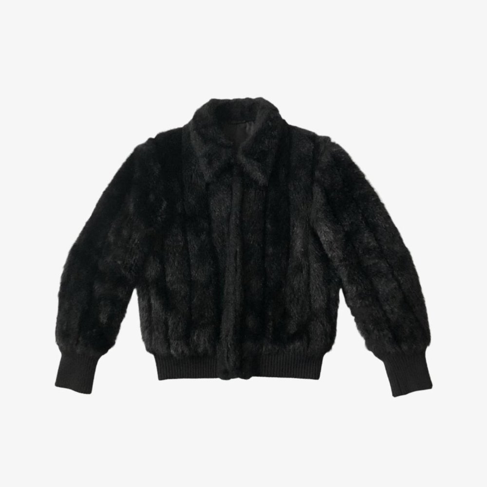 Vintage Black Faux Fur Collared Jacket by Costume National Homme